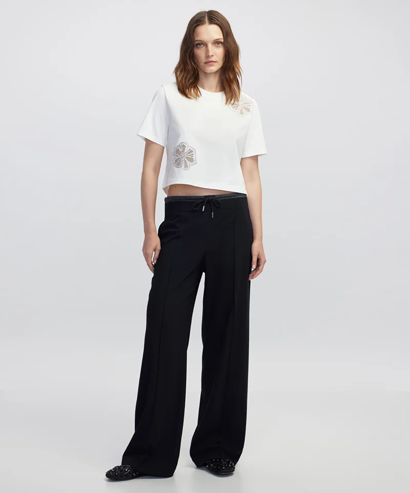 ابيكول Color-Block Contrast Waist Trousers